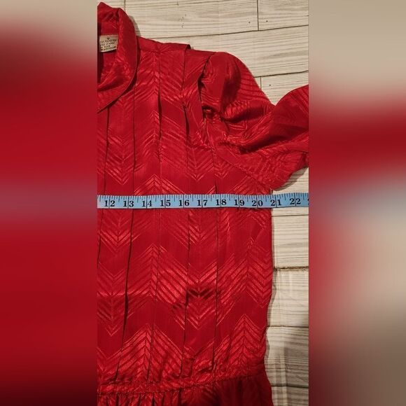 Liz Claiborne Lipstick Red Jacquard 80's Vintage Dress size 12 - Picture 8 of 14
